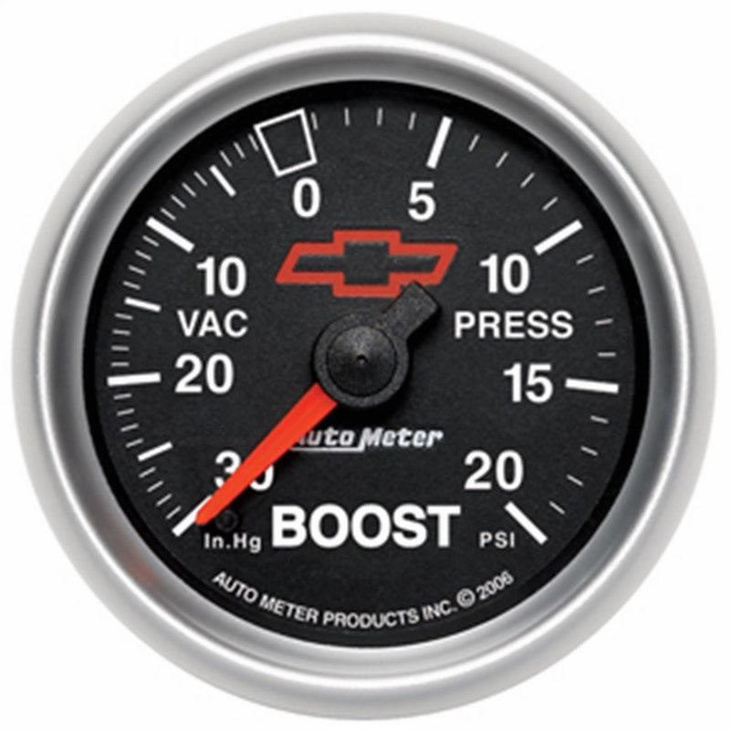 Auto Meter 3607-00406 GM Performance Parts Red 2-1/16" 30 in Hg-20 PSI Mechanical Boost-Vacuum Gauge