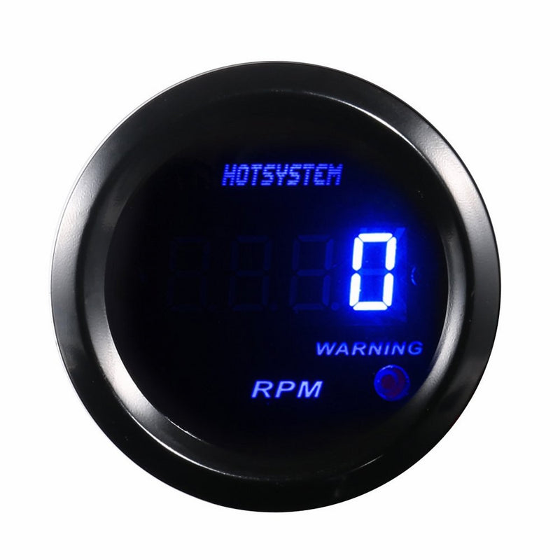 HOTSYSTEM New Universal Electronic Tachometer Tacho Gauge Meter Blue Digital LED 2inches 52mm 0-9999 RPM for 4 6 8 Cylinder Car Vehicle Automotive
