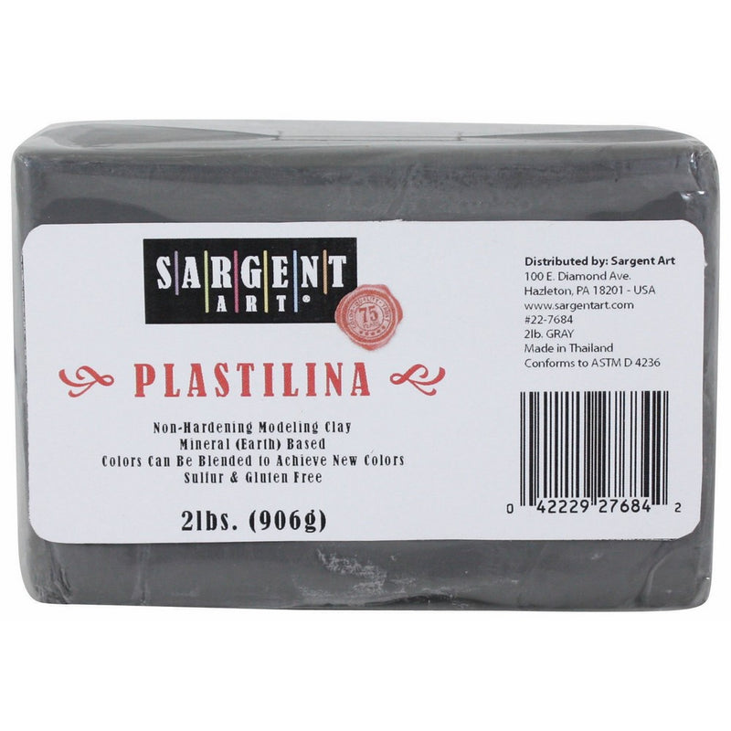 Sargent Art Plastilina Modeling Clay, 2-Pound, Gray