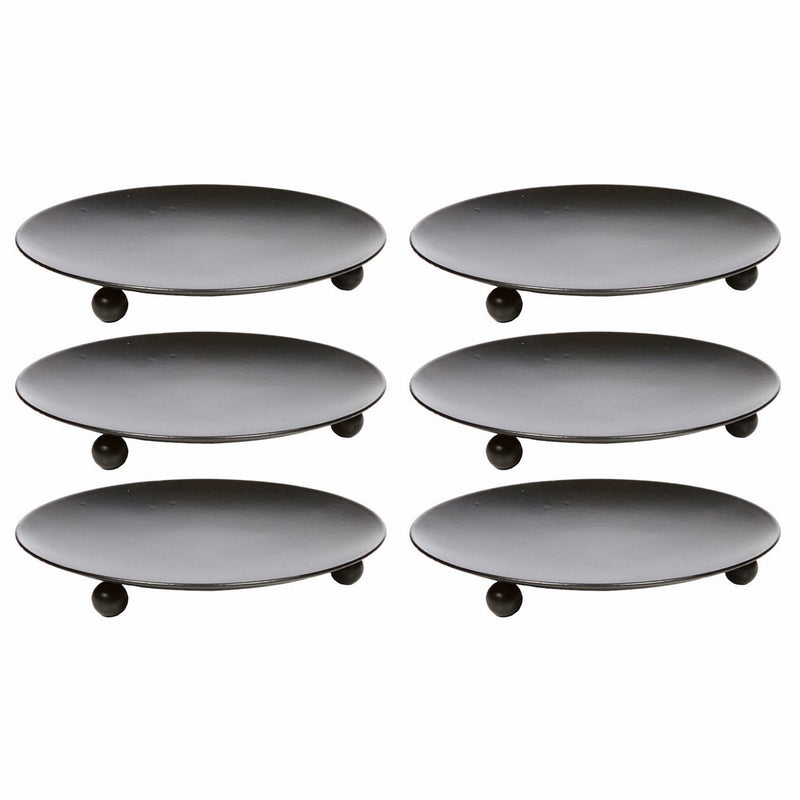 Hosley Set of 6 Black Iron Pillar Candle Holders - 4.75" Diameter. Ideal for LED Candle Gardens, Spa, and Aromatherapy, Incense Cones, Wedding, Party, Spa, as Pedestal O3