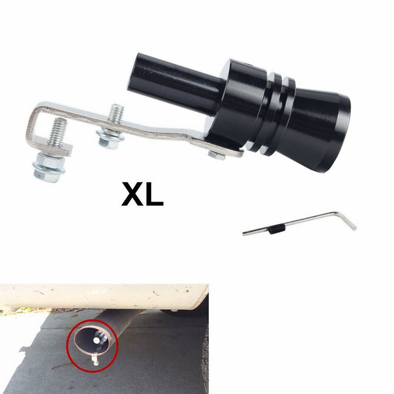Dewhel Universal Aluminum Turbo Sound Exhaust Muffler Pipe Whistle Car Blow off valve BOV Tip Simulator Whistler (XL-Black)