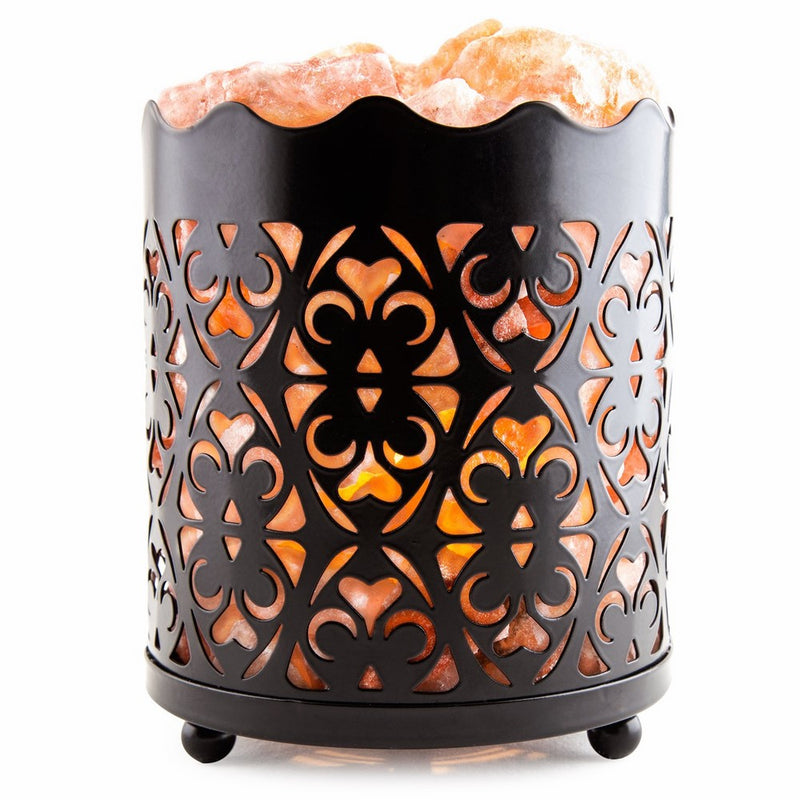 CRYSTAL DECOR Natural Himalayan Salt Lamp with Salt Chunks in Cylinder Design Metal Basket and Dimmable Cord - Flanigan Design