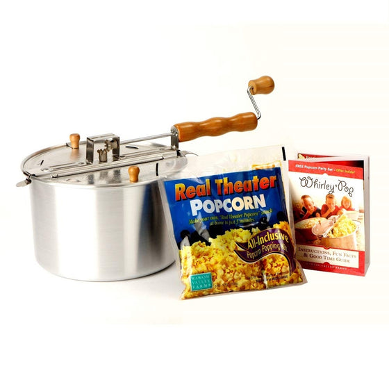 Wabash Valley Farms - Stovetop Popcorn Popper - Whirly Pop with Popping Kit - Silver - Perfect Popcorn in 3 Minutes