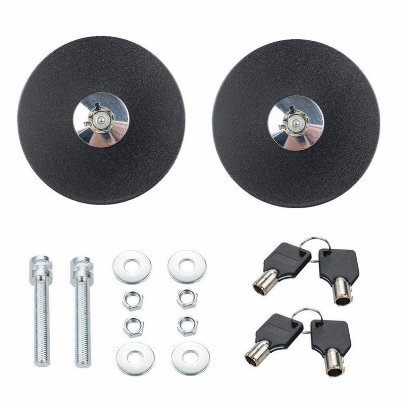 DEWHEL Universal Round JDM Mount Bonnet Hood Lock Pins Kit w/Key Color Black