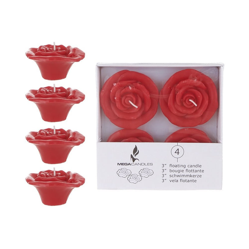 Mega Candles 12 pcs Unscented Red Floating Rose Petals Flower Candle | Hand Poured Wax Candles 3" Diameter | for Home Décor, Wedding Receptions, Baby Showers, Birthdays, Celebrations & More