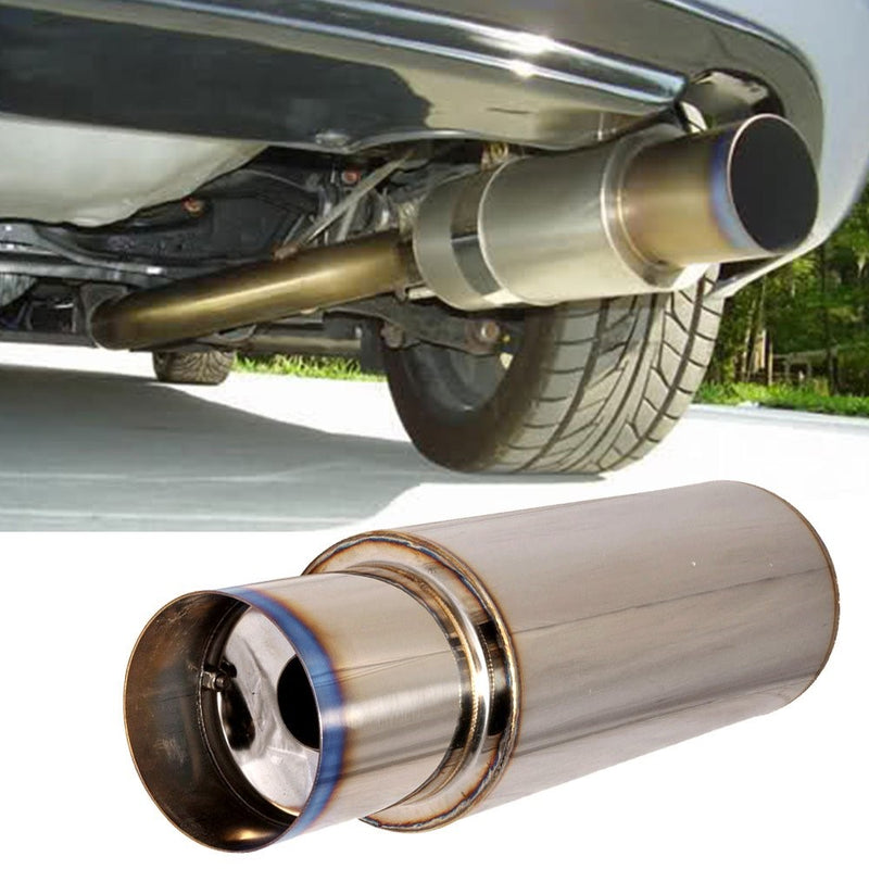 Universal Fitment N1 4 Inch Stainless Steel Muffler Titannium Flat Tip Silencer by IKON MOTORSPORTS