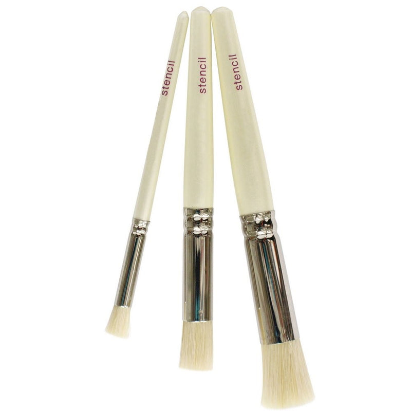 Looneng Stencil Brushes Set, Pure Natural Bristle DIY Art Crafts Paint Brush (Size 4, 8 and 12)