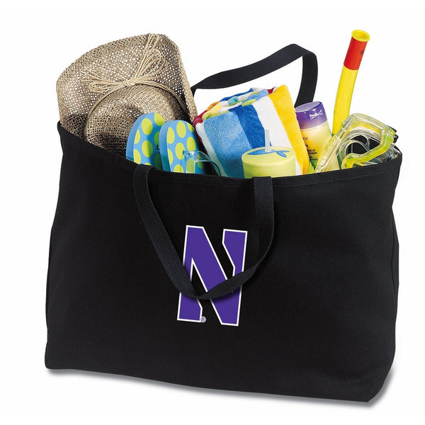 Broad Bay JUMBO Northwestern Wildcats Tote Bag or Large Canvas Northwestern University Shopping Bag