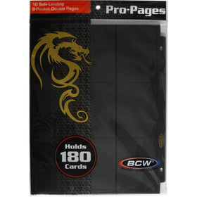 (10) BCW Vinyl Trading Card Binder Pages - Holds 18 Cards - #BCW-PRO18SBLK