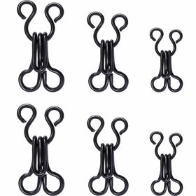 Bememo 50 Set Sewing Hooks and Eyes Closure for Bra and Clothing, 3 Sizes (Black)