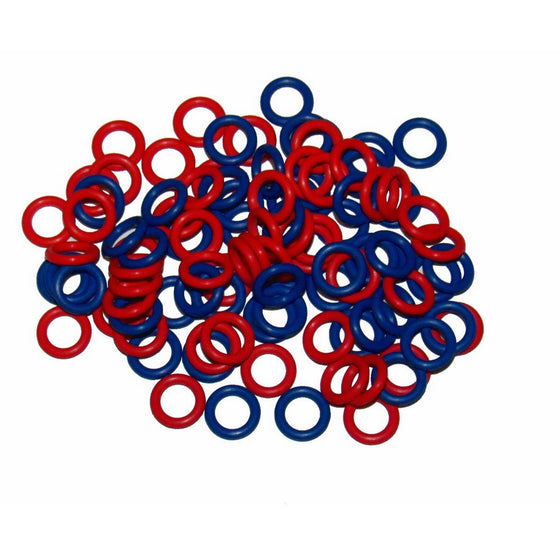 (100 Pack) Soft Stitch Ring Markers, Red & Blue (Small size for needle sizes 0-8, for knitting/crochet/etc)
