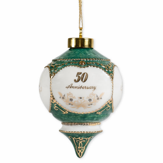 Happy 50th Wedding Anniversary Jewel Victorian 4.5 Inch Ball Hanging Ornament