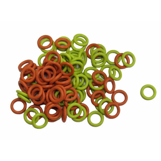 (100 Pack) Soft Stitch Ring Markers, Orange & Yellow (Small size for needle sizes 0-8, for knitting/crochet/etc)