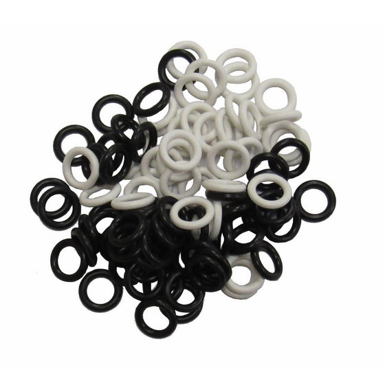 (100 Pack) Soft Stitch Ring Markers, Black & White (Small size for needle sizes 0-8, for knitting/crochet/etc)