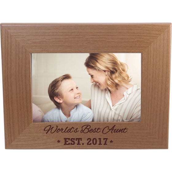 World's Best Aunt EST. 2017 4-inch x 6-Inch Wood Picture Frame