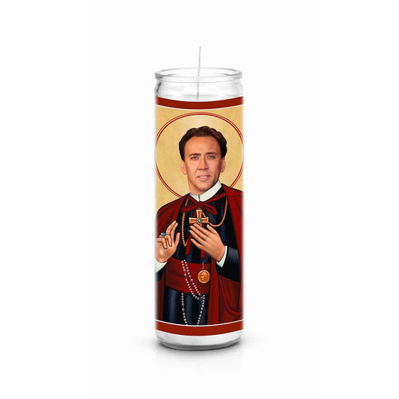 Nicolas Cage Celebrity Prayer Candle - Funny Saint Candle - 8 inch Glass Prayer Votive - 100% Handmade in USA - Novelty Celebrity Gift (Nicolas Cage)