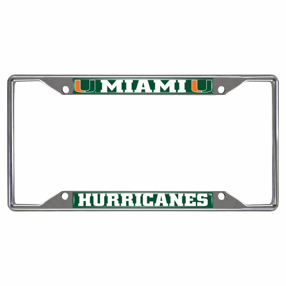 FANMATS14913NCAA University of Miami Hurricanes Chrome License Plate Frame