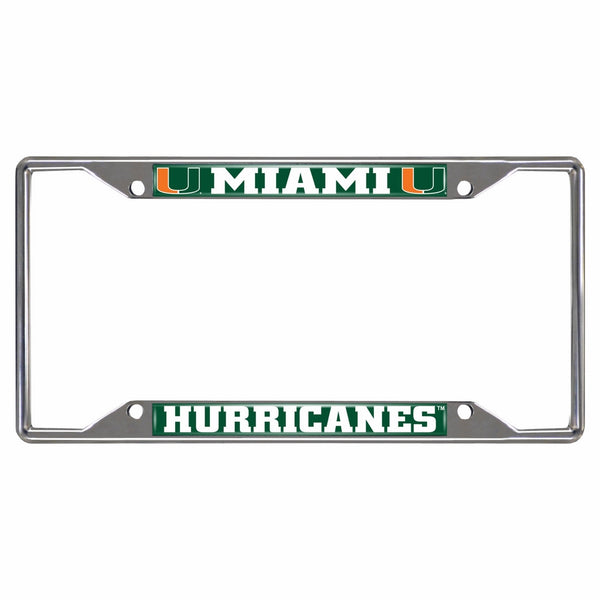 FANMATS14913NCAA University of Miami Hurricanes Chrome License Plate Frame