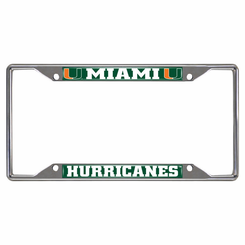 FANMATS14913NCAA University of Miami Hurricanes Chrome License Plate Frame