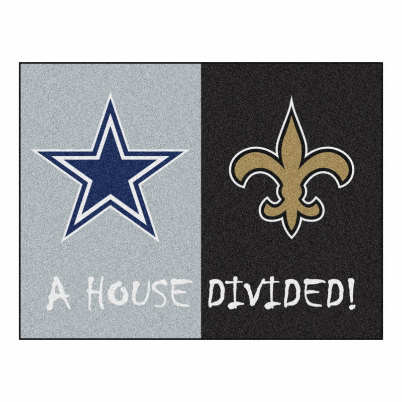 Fanmats NFL House Divided - Cowboys/Saints Rug, 34" x 45"/Small, Black