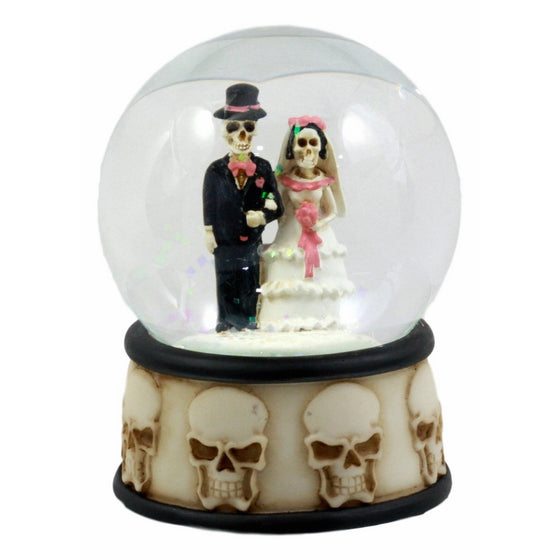 Love Never Dies Skeleton Wedding Couple Small Water Globe Figurine Day Of The Dead Wedding Gift Decor Dias De Los Muertos