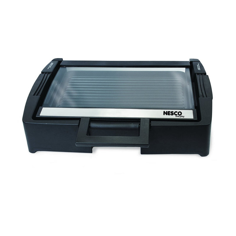 Nesco American Harvest GRG-1000 Electric Grill with Glass Lid, Black