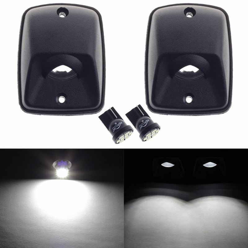 HERCOO License Plate Light Lens w/ LED Bulbs Aftermarket Replacement for 1995-2004 Toyota Tacoma (Qty:2, White)