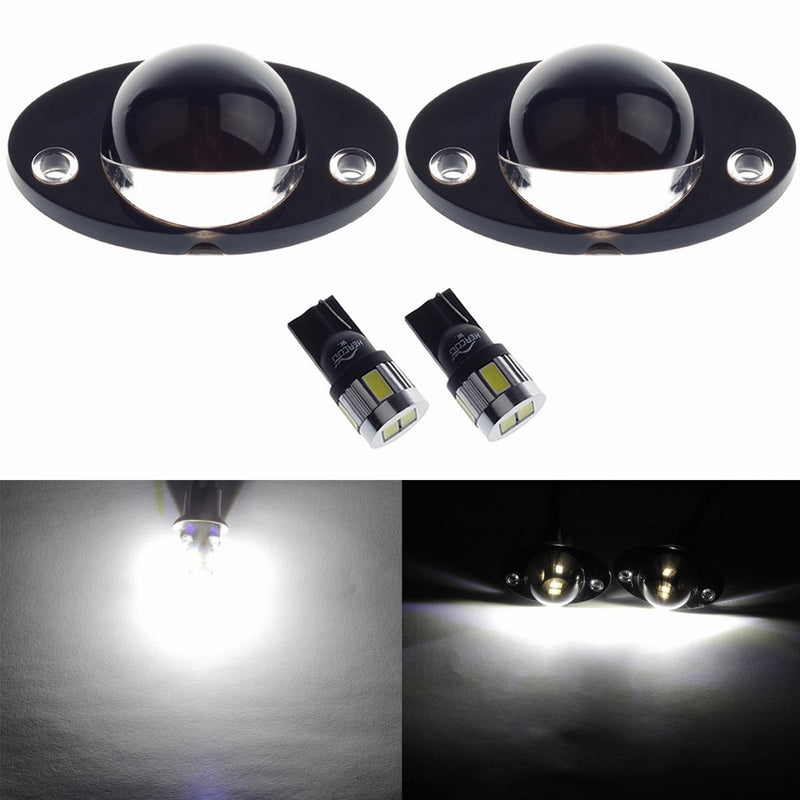 HERCOO License Plate Light Lens w/ LED Bulbs Aftermarket Replacement for 1994-2002 Dodge Ram 1500 2500 3500 (Qty:2, White)