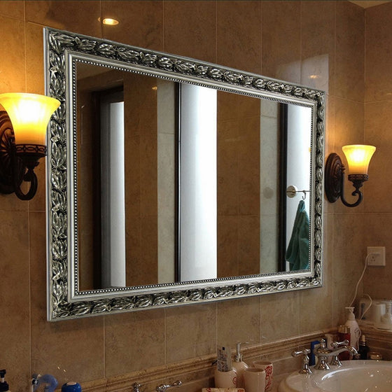 Rectangular Wall Mounted Mirror (38"x26", Silver)