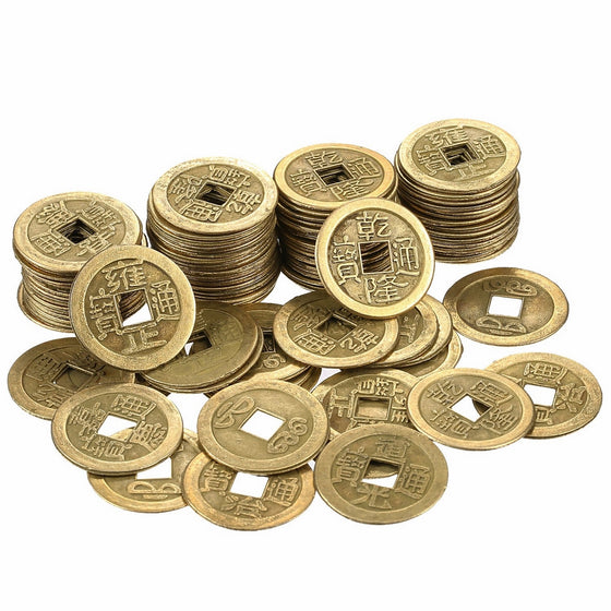 Hestya 100 Pieces 1 Inch Chinese Fortune Coins Feng Shui I-ching Coins Chinese Good Luck Coins Ancient Chinese Dynasty Time Coin