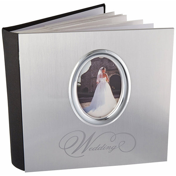 MBI 8x8 Inch Wedding Photo Album with Photo Opening Front, Silver (850014)