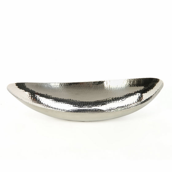 Hosley 13.5" Hammered Stainless Steel Oval Bowl Ideal for Orbs, dry potpourri, ball candles, weddings, special events, center pieces, crafts. Coordinate with other decor & floor vases