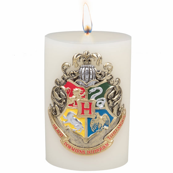 Harry Potter Candle - Hogwarts House Crest Insignia Sculpted Pillar Candle - Multi Use With 80 Hour Burn Time - Perfect For Hogwarts Students & Fans - Unscented - 6"h