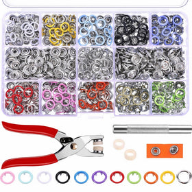 Jovitec 200 Sets Snap Fasteners Romper Snaps Craft Pliers Tool Prong Buckle Metal Ring Button Press Studs Sewing Craft 9.5 mm, 10 Colors