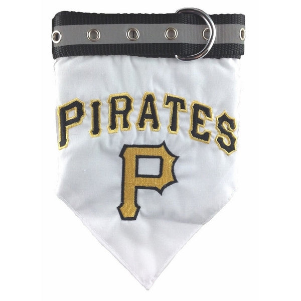 Pets First MLB BANDANA - PITTSBURGH PIRATES DOG BANDANA with Reflective & Adjustable DOG COLLAR, Large