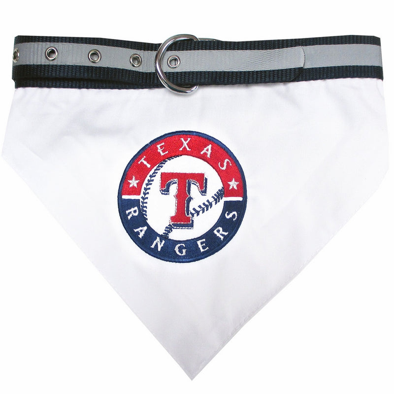 MLB BANDANA - TEXAS RANGERS DOG BANDANA with Reflective & Adjustable DOG COLLAR, Large