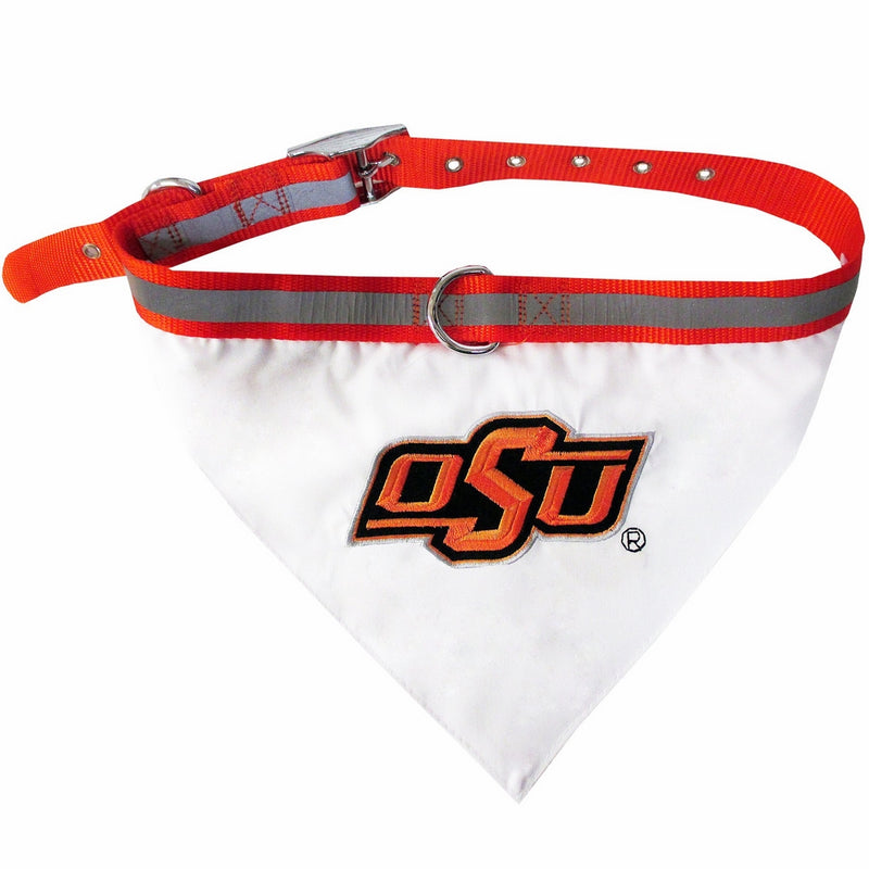 NCAA BANDANA - OKLAHOMA STATE COWBOYS DOG BANDANA with Reflective & Adjustable DOG COLLAR, Large