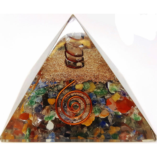 7 Chakra Crystal Orgone Pyramid Kit/Includes 4 Crystal Quartz Energy Points/EMF Protection Meditation Yoga Energy Generator