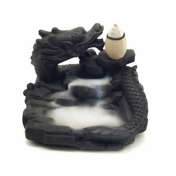 OTOFY Mythical Dragon Backflow Incense Holder Figurine Incense Cone Holder Gothic Home Decor