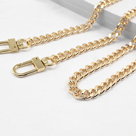 MW 47" Iron Flat Chain Strap Handbag Chains Accessories Purse Straps Shoulder Cross Body Replacement Straps, with Metal Buckles (Gold)
