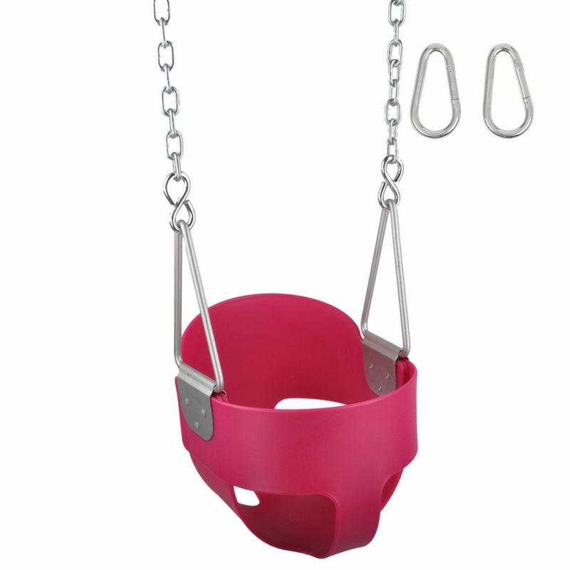 Swing Set Stuff Highback Full Bucket (Pink) with Chains and Hooks and SSS Logo Sticker
