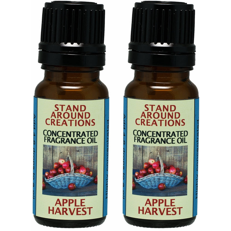 Set of 2 - Concentrated Fragrance Oil - Apple Harvest: A ripe apple fragrance w/ just a touch of spice - Cinnamon, nutmeg, clove, orange. Infused w/ Essential oils.(.33 fl.oz.)