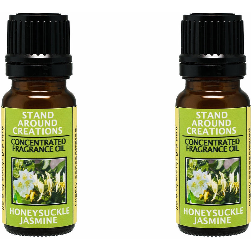 Set of 2 - Concentrated Fragrance Oil - Scent - Honeysuckle / Jasmine :A strong floral bouquet w/ hints of pear and finishes w/ a sweet cotton candy note (.33 fl. oz./each)