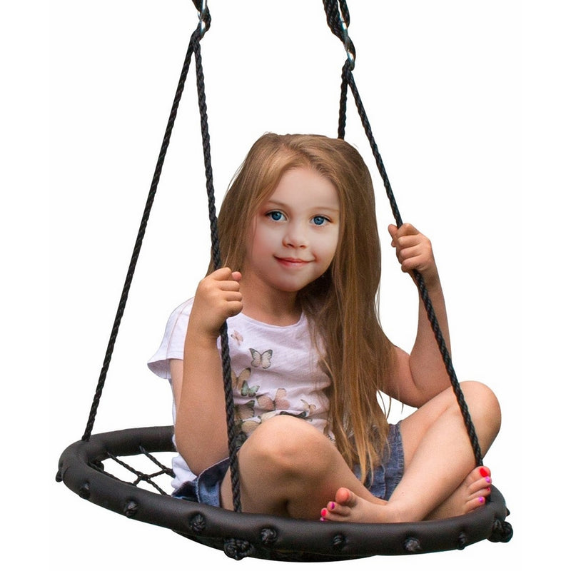 Sorbus Spinner Swing – Kids Indoor/Outdoor Round Web Swing – Great for Tree, Swing Set, Backyard, Playground, Playroom – Accessories Included (24" Net Seat)