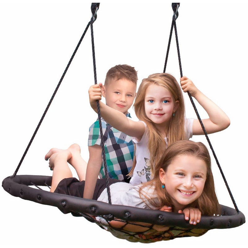 Sorbus Spinner Swing – Kids Indoor/Outdoor Round Web Swing – Great for Tree, Swing Set, Backyard, Playground, Playroom – Accessories Included (40" Net Seat)