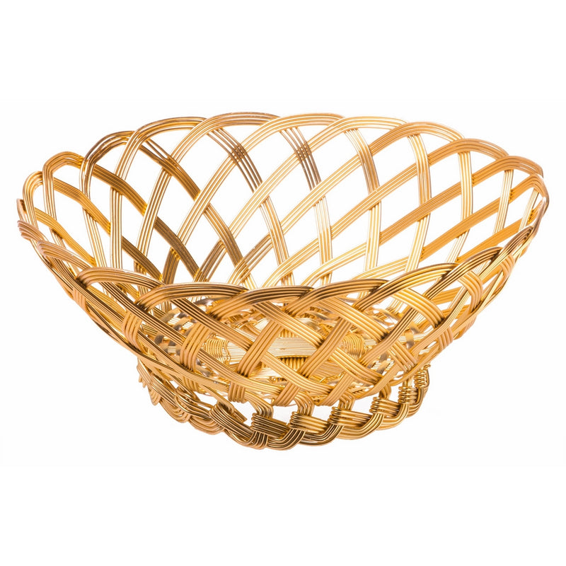 Gilded Aluminum Woven Bowl, Catch-All Storage Basket, Large, 10-inch