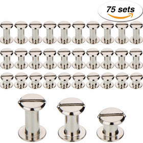 TecUnite Screw Post Metal Chicago Screws Binding Screw Leather Screw Nail Rivet Button Solid Belt Tack Screw, 1/4, 3/8 and 1/2 Inch, Silvery (75)