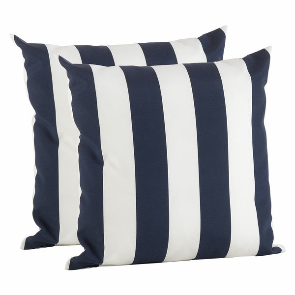 SARO LIFESTYLE Outdoor Pillow Collection Striped Cover-2 Pc Set/1903.NB17S, 17", Navy Blue