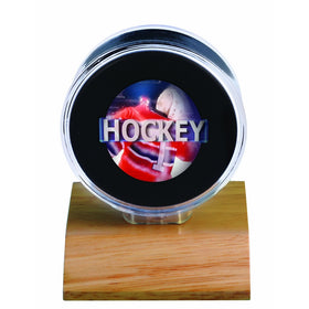 NHL Light Wood Puck Holder, Small, Clear