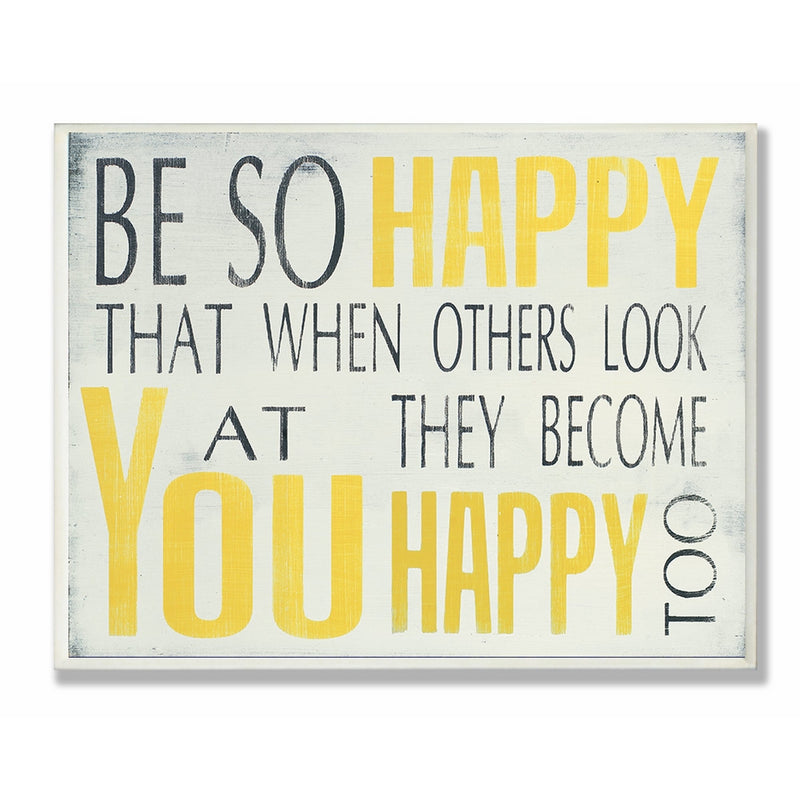 Stupell Home Décor Be So Happy Typography Wall Plaque, 10 x 0.5 x 15, Proudly Made in USA